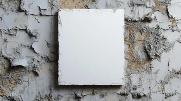 Blank Canvas on a Weathered Wall, A Minimalist Composition photo