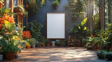 Serene Greenhouse with Blank Canvas, A Botanical Haven photo