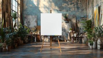 Blank Canvas in an Artist's Studio, A Vision of Creativity photo