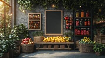 Rustic Fruit and Vegetable Market Stall photo