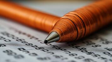 Copper Pen on Paper Close-Up, Macro Photography of a Stylish Writing Instrument photo