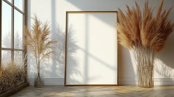 Modern Minimalist Interior Design with Pampas Grass photo