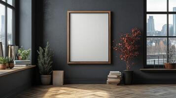 Modern Minimalist Interior Design with Blank Canvas photo