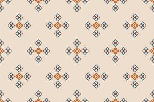 Brown cream background color cross stitch motif ethnic pattern. vector