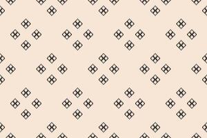 Fabric pattern with brown cream background color cross stitch motif ethnic pattern pixel. vector