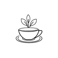 Tea Time Illustration Simple and Timeless Teacup and Saucer Sketch vector