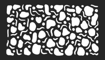 Hand drawn abstract blobs with lines pattern, black and white monochrome background. Marker lines, spots, grunge texture, doodle sketch illustration. vector