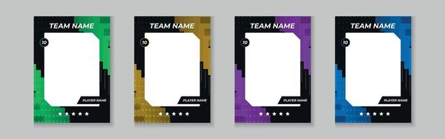 Trading card template design for sports, picture frame for player performance, photo frame or border collection for hockey, basketball and football player, sports flyer vector