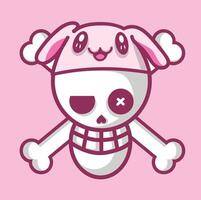 A cartoon character with a pink hat and a skull vector