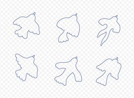 set of bird in simple linear hand drawn style. Hand drawn illustration. vector