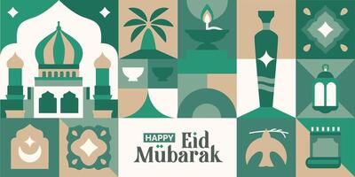 minimalist geometric ramadan pattern for banner and poster, eid mubarak illustration, ramadan kareem with pastel color vector