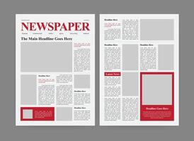 Newspaper Design, The Daily Newspaper With Red Color and Image Placeholder vector