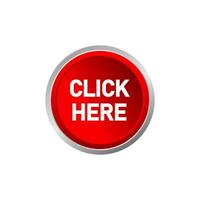 Click here red round flat isolated push button vector