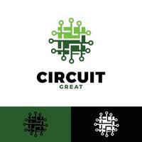 techno circuit icon logo design template vector