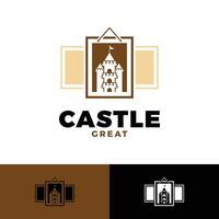 castle frame picture icon logo design template vector