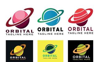 Global modern planet orbit galaxy logo design icon vector