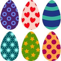 set of flat easter eggs on transparent background vector