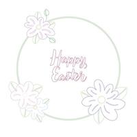 Minimalist Easter frame with floral outline design vector