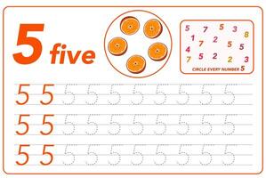 Children cards numbers. Kids Learning Material. Learning numbers, tracing numbers practice worksheet for kids learning. Play cards for kids learning maths. Mathematics cards for children with fruits vector