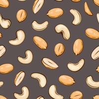 Nuts seamless pattern with peanut. Peanut background. Organic food concept. Nuts pattern for fabric, packaging, coffee and bakery shops. Hand Drawn illustration vector