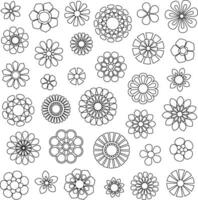 mod flower shapes with black outline vector