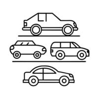 car icon set, line style car design on a white background vector