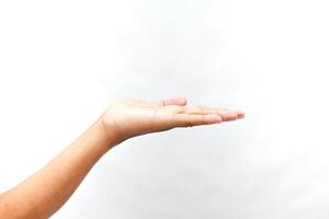 Open palm presentation against a clean white background for product display photo