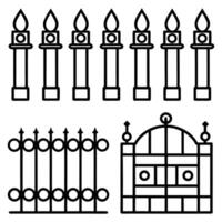 fence and gate icons set illustration design vector