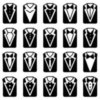 a set of black and white tuxedo icons vector