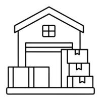 a house with boxes and a garage icon vector