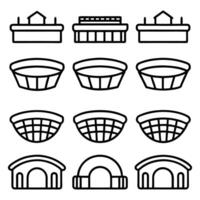 a set of icons for a building and other objects vector