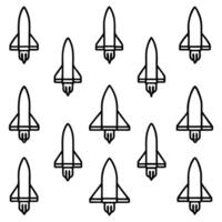 a set of black and white rocket ships vector