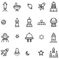 set of space station icons design on a white background vector