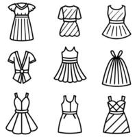 a set of different dresses and skirts vector
