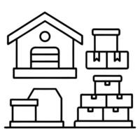 house, boxes and boxes icon set design vector
