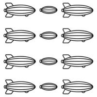 a set of different shapes of airships vector