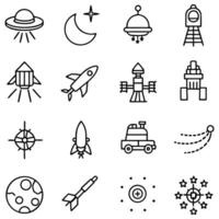 space and rocket icons set line design vector