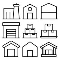 a set of icons depicting various types of buildings vector