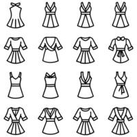 a set of different dresses and tops vector