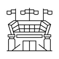a stadium with a flag on top of it vector