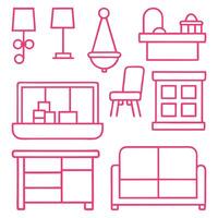 a set of furniture icons in a line style vector