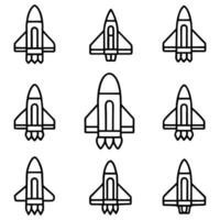 space rocket icon set design on a white background vector