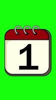 The Calendar Flips From The 1st To The 2nd Of The Month Vertical On Greenscreen Background 2D Cartoon Animation video