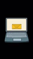 Laptop Screen Displays A Letter With A Document Inside On Vertical On Alpha Channel 2D Cartoon Animation video