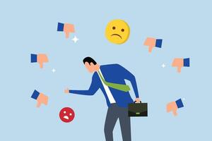 Response to negative feedback, businessman response to negative feedback. vector