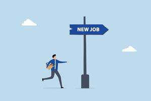 Change to new job, Employee in business transporting items for a new job opportunity. vector