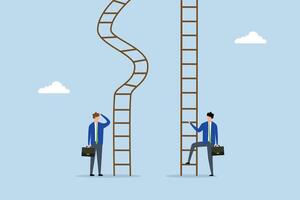 Career ladder challenge, entrepreneurs ready to ascend both the simple and challenging career ladder. vector