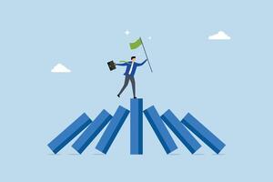 Winner take all, successful entrepreneur on firm robust chart domino failure. vector