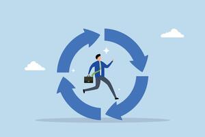 Working habit, businessman running on habit circle arrow diagram. vector