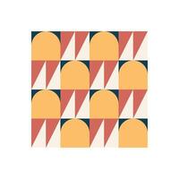 Bauhaus geometric seamless pattern with arches and triangles in retro color palette. Geometric retro design in warm colors. Ideal for backgrounds, packaging and textiles. vector